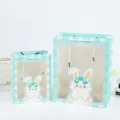 Sacchetti regalo a quadri blu carini con finestra trasparente per feste di compleanno - Quadri Verde Bianco - Coniglio