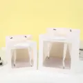 Bolsas de regalo de papel blanco con ventanas transparentes y asas de cinta para fiestas. - 15x15x15cm / Blanco