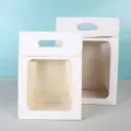 White paper gift bag with clear window, perfect for dolls, flowers, and party favors. - Pure White