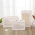 White paper gift bags with clear window, retail shopping packaging bags in multiple sizes. - Vertical Style L15*W10*H20 / White