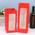 Red paper gift bags with clear window, perfect for flower packaging and party presents. - 12.5x8.5x36cm / Red