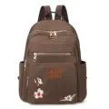 Sac à dos femme marron élégant cartable brodé décontracté sac de voyage quotidien chic - Marron