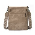 Sac bandoulière rétro en toile kaki avec sangle géométrique, élégant sac à main pour femmes - Kaki