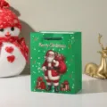 Christmas gift bag detail showcasing green paper packaging with Santa Claus graphic. - Style 3 (696-3) / 18x10x23cm