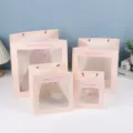Roze geschenktassen met venster vierkante papierverpakking voor bloemen huwelijk feest. - 15*15*15cm / Roze