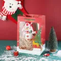 Christmas gift bag with transparent window, paper packaging for holiday presents and decor - Large Bronzing 25x18x35cm / Small Red Deer