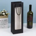 Black paper gift bag with clear window, elegant packaging for flowers, wine and party favors. - 12.5x8.5x36cm / Black