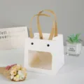 Cute white paper gift bag with transparent window and handles for flowers and cakes. - 15*15*15cm / Cream White
