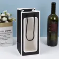 Borsa regalo in carta con finestra nera e bianca imballaggio trasparente vino fiori - Nero Con Bordo Bianco