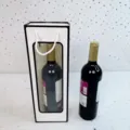 Sac cadeau blanc pour une bouteille de vin avec fenêtre transparente et bordure noire. - Blanc avec cadre noir