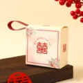 Elegante rote Doppelglück Hochzeits-Süßigkeitenschachtel mit Griff für Hochzeitsgeschenke. - Stil 4