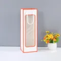 Sac cadeau blanc et orange avec fenetre pour bouteille de vin et fleurs sac fourre tout design - Blanc avec cadre orange