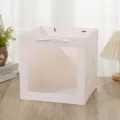 Vierkante witte papieren cadeautas met doorzichtig venster voor taart, bloemen en feestverpakking. - 12x12x12cm / Wit
