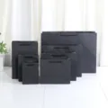 Black paper gift bags set handle packaging shopping bags for retail party wedding - Black Cardboard-Vertical 12x7x16cm / Black