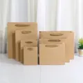 Kraft paper gift bags set assorted sizes brown shopping paper bags with handles for retail - Kraft Paper-Vertical 12x7x16cm / Brown