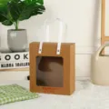 Kraft paper gift bag with window wedding party favor handbag portable souvenir bag - L / Kraft Color