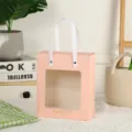 Macaron Window Gift Bag Pink Present Packaging Party Wedding Souvenir Paper Bag With Handles - L / Light Pink