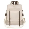 Femme Grande Capacité Sac à Dos Loisir Mode Voyage Anti-vol Sac d'École Élégant - Blanc Cassé