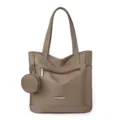 Sac à bandoulière décontracté en nylon grande capacité cabas élégant avec porte-monnaie femme - Kaki