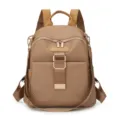 Khaki nylon canvas women backpack fashion casual travel daypack lightweight durable school bag - Yellow Brown
