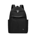 Sac à dos noir élégant en nylon pour femmes, grand voyage et cartable d'étudiant. - Noir