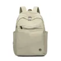 Sac a dos en nylon beige de voyage loisir etudiant grand capacite poche multiple - Gris clair