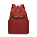Zaino casual in nylon rosso da donna, borsa da viaggio scolastica grande e leggera. - Rosso scuro