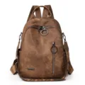 Sac a dos vintage en cuir souple pour femme, grand capacite, sac de voyage polyvalent - Marron
