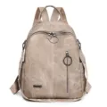 Sac à dos femme en cuir souple rétro grande capacité voyage loisir cartable bag - Kaki
