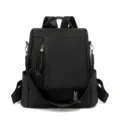 Elegante zaino da donna in pelle PU nera anti-furto borsa casual per viaggi con nappa. - Nero