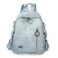Light blue multi-purpose women's backpack soft leather stylish travel school bag - Light Blue