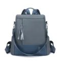 Zaino donna moda casual ed impermeabile in pelle PU per scuola borsa grigio blu - Blu