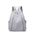 Grey nylon backpack, casual travel daypack, versatile lightweight school bag for daily use. - S / Light Purple