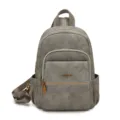 Sac à dos multifonctionnel gris pour femme, élégant sac bandoulière en cuir PU voyage. - Gris