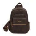 Women's casual convertible multi-use brown backpack, stylish commute chest and shoulder bag. - Coffee