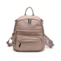 Sac à dos femme en cuir rose élégant grand format pratique mode tendance voyage casual - Rose
