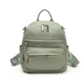 Light green women leather backpack casual fashion daypack daily travel school bag 2025 - Green