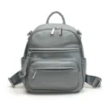 Grey women leather backpack casual stylish daypack daily travel bag variant style - Blue