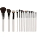 Juego profesional de 13 brochas de maquillaje con mangos blancos para base y ojos. - Blanco Puro Set de 13 Brochas
