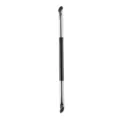 Brocha de maquillaje de doble punta con cerdas sesgadas, mango negro y férula plateada para ojos. - Pincel de sombras de hoz de doble punta de pelo de caballo