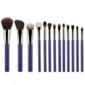 Set de 13 brochas de maquillaje profesionales con mangos azul oscuro para rostro y ojos. - Esmalte Azul Set de 13 Brochas