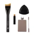 Cangzhou Crescent Foundation Pinsel Set Klinge Fischschwanz Flache Make-up Werkzeuge - Crescent Foundation Pinsel Set mit Kleinem Pinsel / Hellschwarz