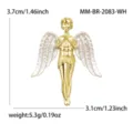 Detailansicht der goldene Emaille Engel Brosche, Maße 3,7x3,1cm und 5,3g Gewicht - 14K Vergoldet Weiß
