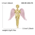 Goldfarbene Engel-Brosche aus Legierung mit rosa Emaille-Flügeln, 3,7 x 3,1 cm, leichtes Accessoire - Rosa