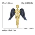 Engel-Brosche aus Goldlegierung und Emaille mit dunkelblauen Flügeln, 3,7 x 3,1 cm - 14K Goldimitat Blau