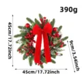Christmas wreath with big red bow, berries and baubles variant, 45cm size specs - Red Bow Style / 45cm