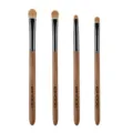 Juego de 4 brochas de maquillaje para ojos de madera de nogal, pinceles profesionales de sombras. - Juego de 4 piezas