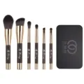 Tragbares 6-teiliges Make-up-Pinsel-Set mit magnetischem Sockel, weiche Borsten für makelloses Make-up. - 6-teiliges Pinsel-Set Roségold (schwarzer Griff) + schwarze Box