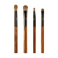 Set of 4 professional eye makeup brushes with golden marble handles and crescent moon design. - Star & Moon 4-Piece Set