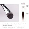Professional makeup foundation brush with soft fiber hair and ebony wood handle for makeup. - H34 Tongue-Shaped Foundation Brush / Ebony Black